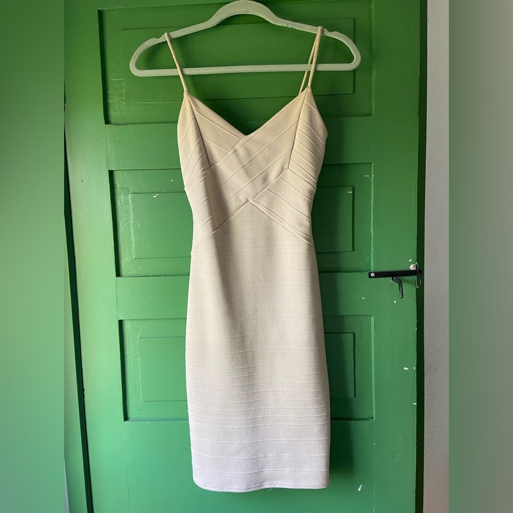 Fashion Nova tan bodycon midi dress